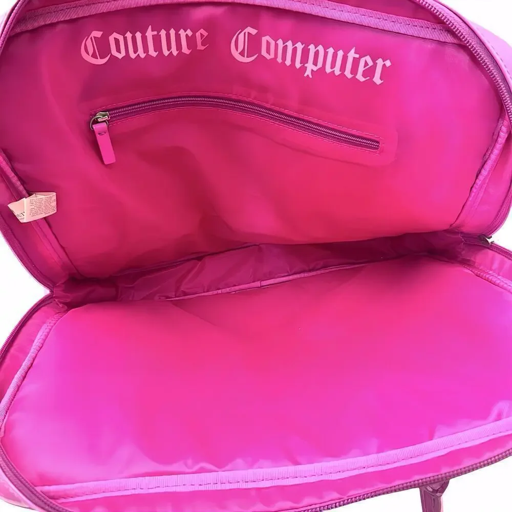 Vintage 2009 Juicy Couture Pink Velour Laptop Bag Y2K McBling Crossbody Tote
